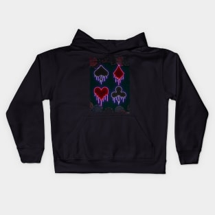 Cards neon art Kids Hoodie